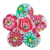 Pottery Clay Pendants, Flower 35mm Hole:1mm, Sold by Bag