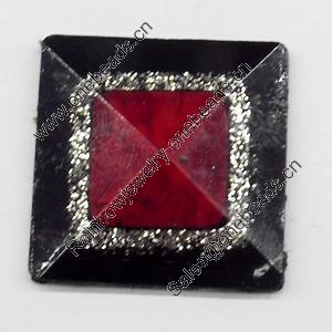 Resin Cabochons, No-Hole Jewelry findings, Faceted Square, 18mm, Sold by Bag