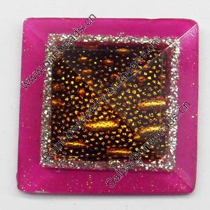 Resin Cabochons, No-Hole Jewelry findings, Faceted Square, 22mm, Sold by Bag