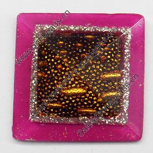 Resin Cabochons, No-Hole Jewelry findings, Faceted Square, 20mm, Sold by Bag