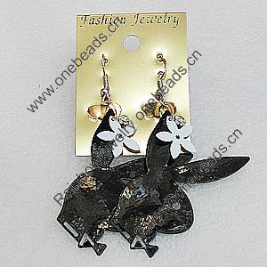 Iron Earrings, Animal Head 45x31mm, Sold by Group