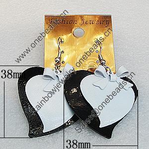 Iron Earrings, Heart 38x38mm, Sold by Group