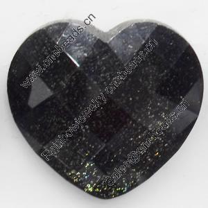 Resin Cabochons, No-Hole Jewelry findings, Faceted Heart, 6mm, Sold by Bag