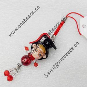 Mobile Decoration, Fimo Multicolor, Length: about 4.3-inch, Sold by PC