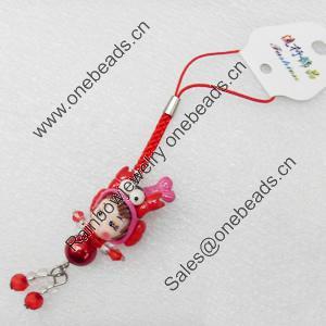 Mobile Decoration, Fimo Multicolor, Length: about 4.3-inch, Sold by PC