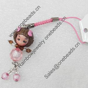 Mobile Decoration, Fimo Multicolor, Length: about 4.3-inch, Sold by PC