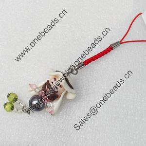 Mobile Decoration, Fimo Multicolor, Length: about 4.3-inch, Sold by PC