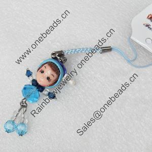 Mobile Decoration, Fimo Multicolor, Length: about 4.3-inch, Sold by PC