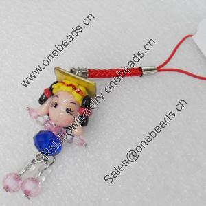 Mobile Decoration, Fimo Multicolor, Length: about 4.3-inch, Sold by PC