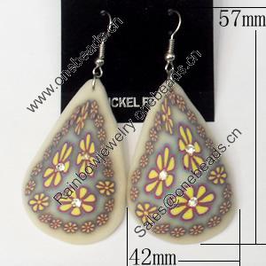 Pottery Clay Earring, Teardrop, 42mm, Length:2.2-inch, Sold by Dozen