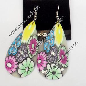 Pottery Clay Earring, Teardrop, 43mm, Length:2.6-inch, Sold by Dozen