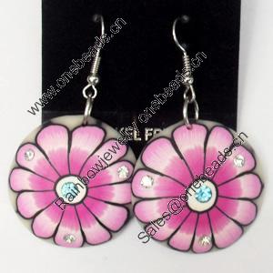 Pottery Clay Earring, Flat Round, 28mm, Length:1.8-inch, Sold by Dozen