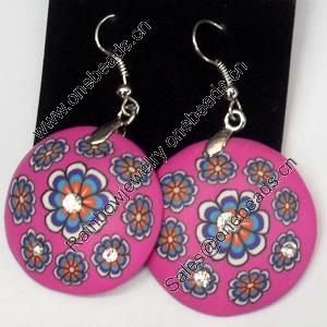 Pottery Clay Earring, Flat Round, 28mm, Length:2-inch, Sold by Dozen