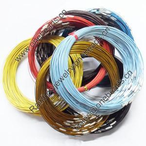 Memory Wire, Steel Wire Mixed Color, with Brass Clasp, 1mm, Length:18 Inch, Sold by Group