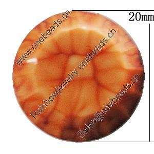 Resin Cabochons, No-Hole Jewelry findings, Faceted Flat Round 20mm, Sold by Bag