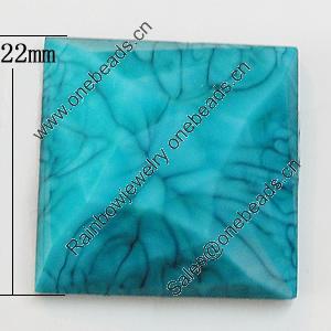 Resin Cabochons, No-Hole Jewelry findings, Faceted Square 22mm, Sold by Bag