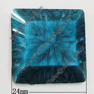 Resin Cabochons, No-Hole Jewelry findings, Faceted Square 24mm, Sold by Bag