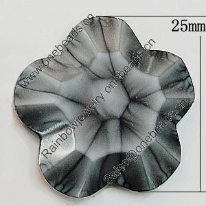 Resin Cabochons, No-Hole Jewelry findings, Flower 25mm, Sold by Bag