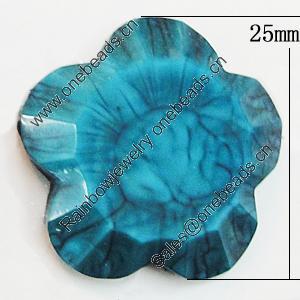 Resin Cabochons, No-Hole Jewelry findings, Flower 25mm, Sold by Bag