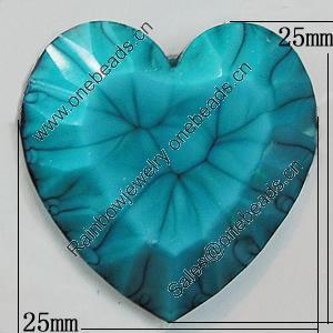 Resin Cabochons, No-Hole Jewelry findings, Faceted Heart 25x25mm, Sold by Bag