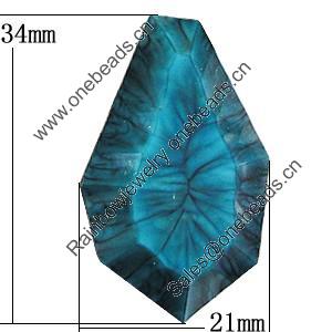 Resin Cabochons, No-Hole Jewelry findings, Faceted Polygon 34x21mm, Sold by Bag
