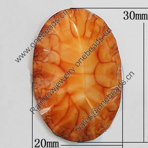 Resin Cabochons, No-Hole Jewelry findings, Faceted Flat Oval 30x20mm, Sold by Bag