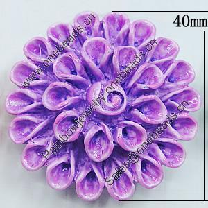 Resin Cabochons, NO Hole Headwear & Costume Accessory, Flower 40mm, Sold by Bag