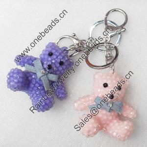 Iron Key Chains, Mix Colour, 56x57mm, Length Approx:4.5-inch, Sold by Dozen