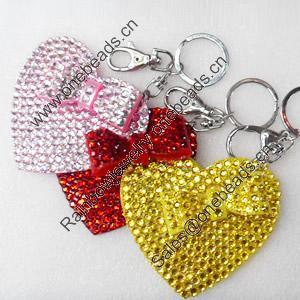 Iron Key Chains, Mix Colour, 85mm, Length Approx:5.1-inch, Sold by Dozen