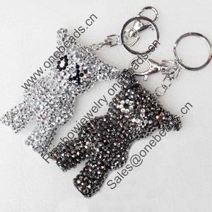 Iron Key Chains, Mix Colour, 66x88mm, Length Approx:5.9-inch, Sold by Dozen