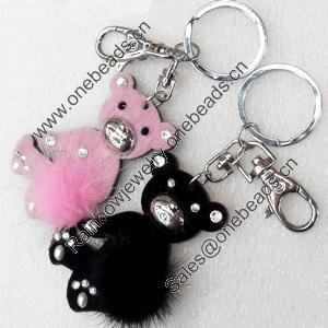 Iron Key Chains, Mix Colour, 45x70mm, Length Approx:4.7-inch, Sold by Dozen