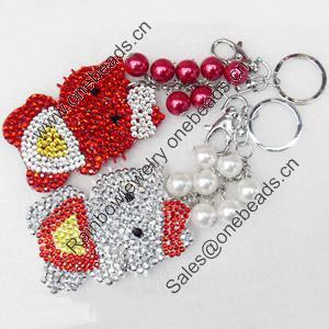 Iron Key Chains, Mix Colour, 60x90mm, Length Approx:7.1-inch, Sold by Dozen