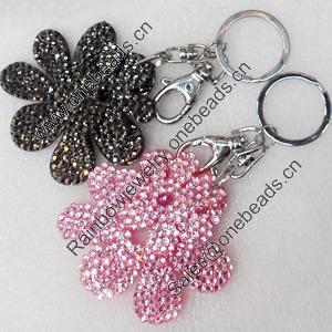 Iron Key Chains, Mix Colour, 70mm, Length Approx:5.1-inch, Sold by Dozen