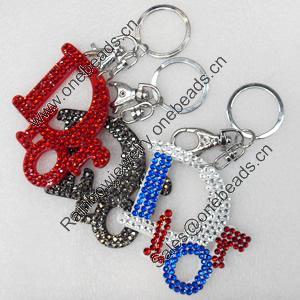 Iron Key Chains, Mix Colour, 62x72mm, Length Approx:5.1-inch, Sold by Dozen