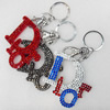 Iron Key Chains, Mix Colour, 62x72mm, Length Approx:5.1-inch, Sold by Dozen