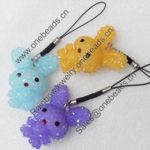 Mobile Decoration, Mix Colour, 35x41mm, Length:about 3.9-inch, Sold by Dozen