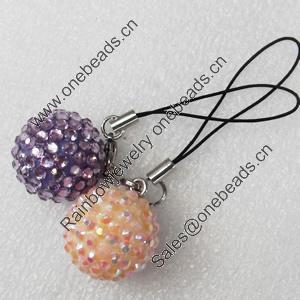 Mobile Decoration, Mix Colour, 22mm, Length:about 3.5-inch, Sold by Dozen