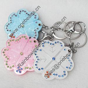 Iron Key Chains with mirror, Mix Colour, Length Approx:4.3-inch, Sold by Dozen