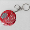 Iron Key Chains with mirror, Length Approx:4.3-inch, Sold by Dozen