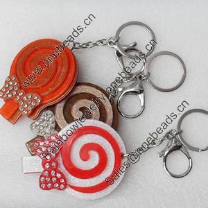 Iron Key Chains with mirror, Mix Colour, Length Approx:4.3-inch, Sold by Dozen
