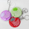 Iron Key Chains with mirror, Mix Colour, Length Approx:4.3-inch, Sold by Dozen