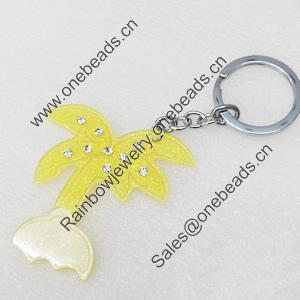 Iron Key Chains with Acrylic Charm, Length Approx:4.3-inch, Sold by Dozen