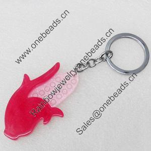 Iron Key Chains with Acrylic Charm, Length Approx:4.3-inch, Sold by Dozen