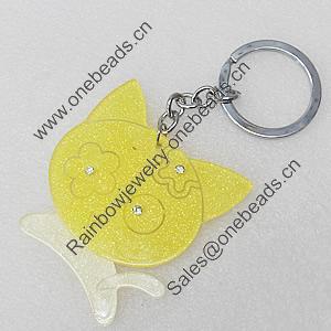 Iron Key Chains with Acrylic Charm, Length Approx:4.3-inch, Sold by Dozen