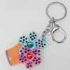 Iron Key Chains with Acrylic Charm, Length Approx:4.3-inch, Sold by Dozen