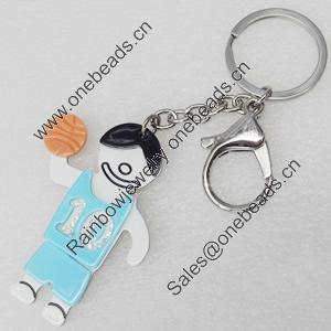 Iron Key Chains with Acrylic Charm, Length Approx:4.3-inch, Sold by Dozen