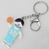 Iron Key Chains with Acrylic Charm, Length Approx:4.3-inch, Sold by Dozen