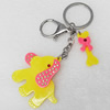 Iron Key Chains with Acrylic Charm, Length Approx:4.3-inch, Sold by Dozen