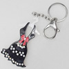 Iron Key Chains with Acrylic Charm, Length Approx:4.3-inch, Sold by Dozen