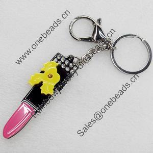 Iron Key Chains with Acrylic Charm, Charm width:22mm, Length Approx:5.5-inch, Sold by Dozen